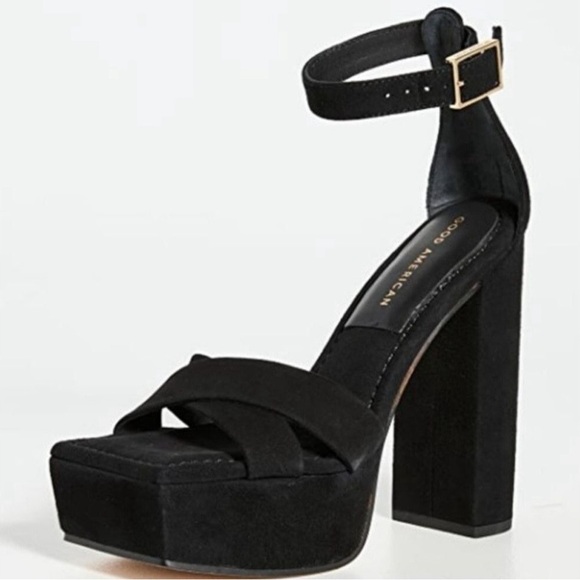 GOOD AMERICAN Suede Platform Sandals Size 8 - Picture 2 of 4